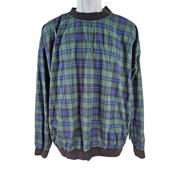 Vintage IZOD Windbreaker Pullover Jacket Green Blue Size L Mens - Picture 1 of 6